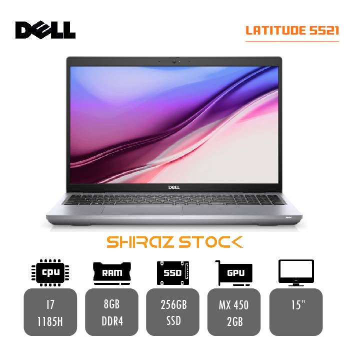 لپ تاپ استوک DELL Latitude 5521 | i7-1185H | 8GB-DDR4 | 256GB | NVIDIA GEFORCE MX 450-2GB | 15