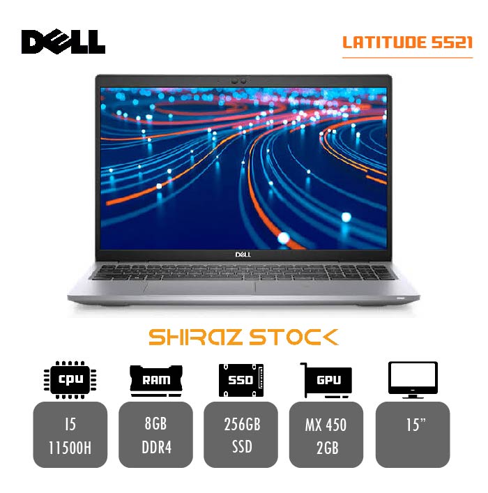 لپ تاپ استوک DELL Latitude 5521 | i5-11500H | 8GB-DDR4 | 256GB | NVIDIA GEFORCE MX 450-2GB | 15