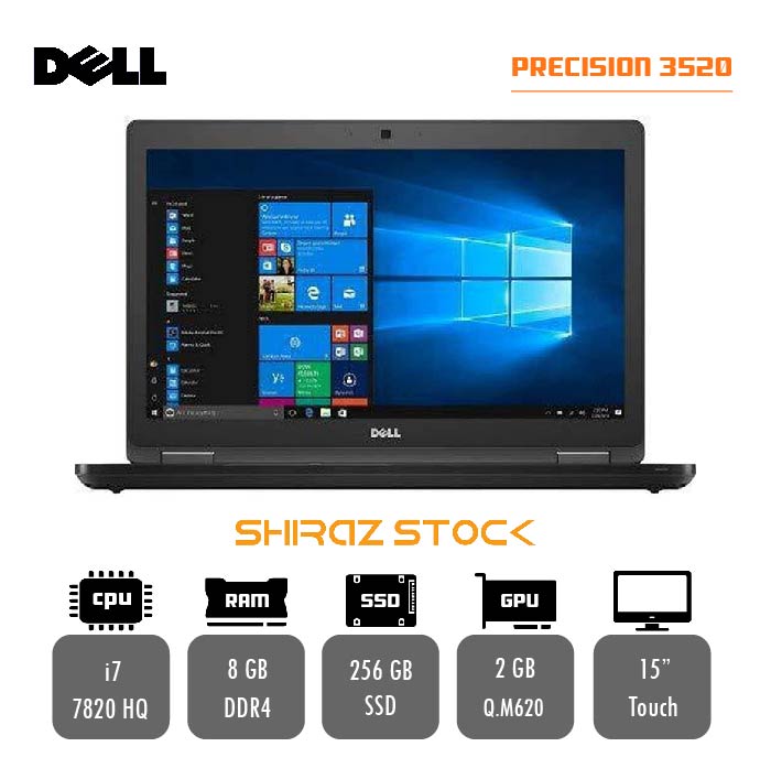 لپ تاپ استوک "DELL PRECISION 3520 | i7-7820HQ | 8GB-DDR4 | 256GB-SSDm.2 | M620-2GB-DDR5 | 15.TOUCH
