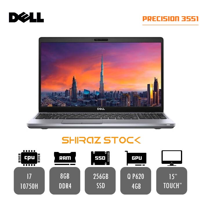لپ تاپ استوک Dell PRECISION 3551 | i7-10750H | 8GB-DDR4 | 256GB-SSD | NVDIA QUADRO P620 | 15-TOUCH