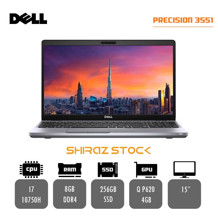 لپ تاپ استوک Dell PRECISION 3551 | i7-10750H | 8GB-DDR4 | 256GB-SSD | NVDIA QUADRO P620 | 15