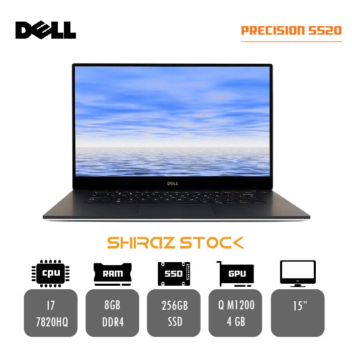 لپ تاپ استوک Dell PRECISION 5520 | i7-7820HQ | 8GB-DDR4 | 256GB-SSD | NVDIA QUADRO M1200-4GB | 15