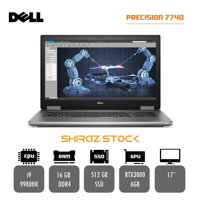 لپ تاپ استوک "Dell PRECISION 7740| I9-9980HK | 16GB-DDR4 | 512GB-SSDm.2 |RTX3000-6GB|17