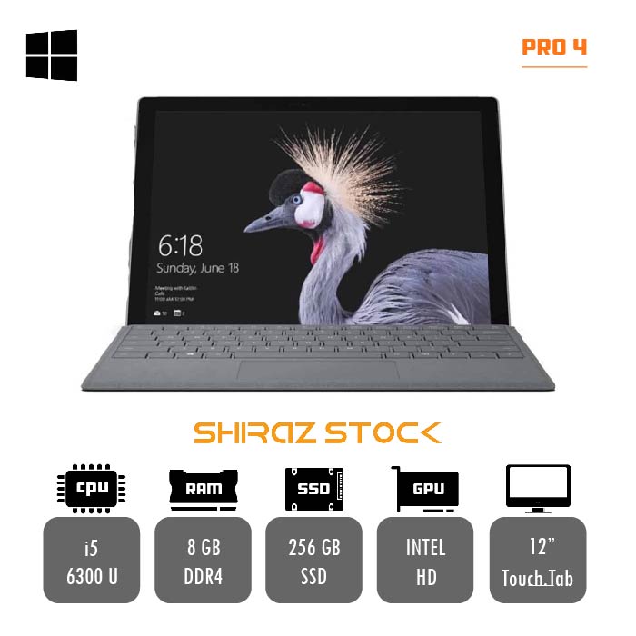 تبلت استوک مایکروسافت سرفیس پرو۴ Microsoft SureFace Pro 4 | i5-6300U |8GB|256GB| 12" Touch