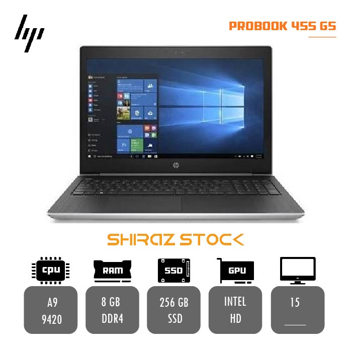 لپ تاپ استوک HP PROBOOK 455 G5| A9-9420 | 8GB-DDR4 | 256GB-SSD| 15"
