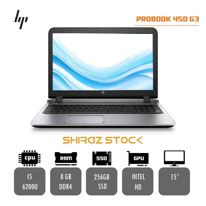 لپ تاپ استوک HP ProBook 450 G3 | i5-6200U | 8GB-DDR4 | 256GB-SSD | INTEL HD | 15