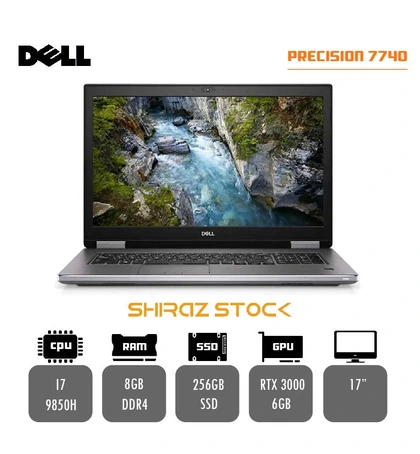 لپ تاپ استوک DELL PRECISION 7740 | I7-9850H | 8GB-DDR4 | 256GB-SSD | NVIDIA QUADRO RTX 3000-۶GB | 17
