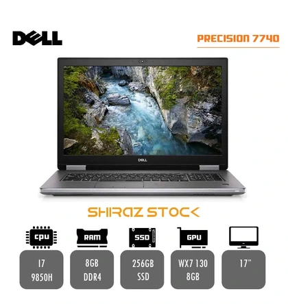 لپ تاپ استوک DELL PRECISION 7740 | I7-9850H | 8GB-DDR4 | 256GB-SSD | AMD Radeon PRO WX 7130-8GB | 17